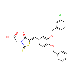 O=C(O)CN1C(=O)/C(=C/c2ccc(OCc3ccccc3)c(OCc3cccc(Cl)c3)c2)SC1=S ZINC000028364186