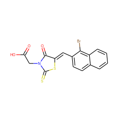 O=C(O)CN1C(=O)/C(=C/c2ccc3ccccc3c2Br)SC1=S ZINC000013782018