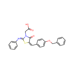 O=C(O)CN1C(=O)/C(=C\c2ccc(OCc3ccccc3)cc2)S/C1=N\c1ccccc1 ZINC000072174873