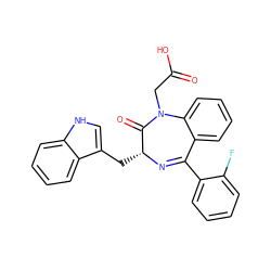 O=C(O)CN1C(=O)[C@@H](Cc2c[nH]c3ccccc23)N=C(c2ccccc2F)c2ccccc21 ZINC000028241860