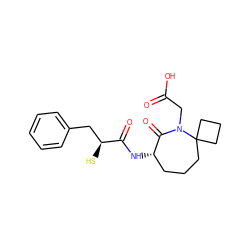 O=C(O)CN1C(=O)[C@@H](NC(=O)[C@@H](S)Cc2ccccc2)CCCC12CCC2 ZINC000013782741