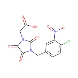 O=C(O)CN1C(=O)C(=O)N(Cc2ccc(Cl)c([N+](=O)[O-])c2)C1=O ZINC000001891350