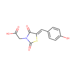 O=C(O)CN1C(=O)S/C(=C\c2ccc(O)cc2)C1=O ZINC000001189988