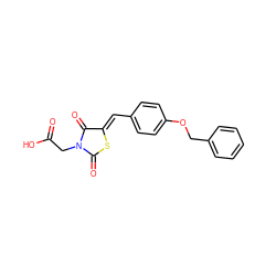 O=C(O)CN1C(=O)S/C(=C\c2ccc(OCc3ccccc3)cc2)C1=O ZINC000019894176