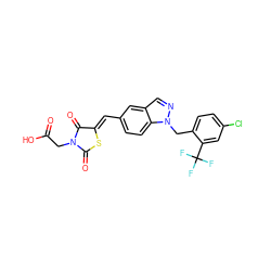 O=C(O)CN1C(=O)S/C(=C\c2ccc3c(cnn3Cc3ccc(Cl)cc3C(F)(F)F)c2)C1=O ZINC000116866447