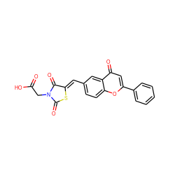 O=C(O)CN1C(=O)S/C(=C\c2ccc3oc(-c4ccccc4)cc(=O)c3c2)C1=O ZINC000040954565