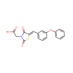 O=C(O)CN1C(=O)S/C(=C\c2cccc(Oc3ccccc3)c2)C1=O ZINC000013836505