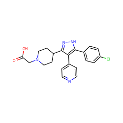 O=C(O)CN1CCC(c2n[nH]c(-c3ccc(Cl)cc3)c2-c2ccncc2)CC1 ZINC000049071173