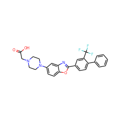 O=C(O)CN1CCN(c2ccc3oc(-c4ccc(-c5ccccc5)c(C(F)(F)F)c4)nc3c2)CC1 ZINC000084652185