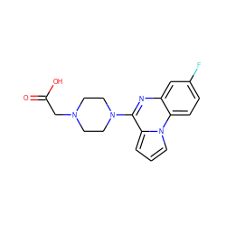 O=C(O)CN1CCN(c2nc3cc(F)ccc3n3cccc23)CC1 ZINC000040423139