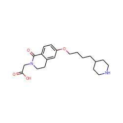 O=C(O)CN1CCc2cc(OCCCCC3CCNCC3)ccc2C1=O ZINC000013763518