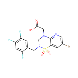 O=C(O)CN1CN(Cc2cc(F)c(F)cc2F)S(=O)(=O)c2cc(Br)cnc21 ZINC000071316106