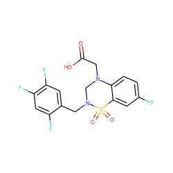 O=C(O)CN1CN(Cc2cc(F)c(F)cc2F)S(=O)(=O)c2cc(F)ccc21 ZINC000066252830