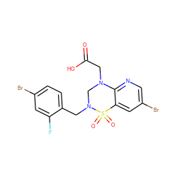 O=C(O)CN1CN(Cc2ccc(Br)cc2F)S(=O)(=O)c2cc(Br)cnc21 ZINC000071316489