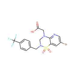 O=C(O)CN1CN(Cc2ccc(C(F)(F)F)cc2)S(=O)(=O)c2cc(Br)cnc21 ZINC000071319420