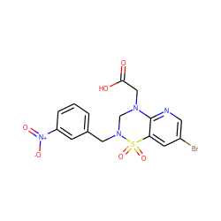 O=C(O)CN1CN(Cc2cccc([N+](=O)[O-])c2)S(=O)(=O)c2cc(Br)cnc21 ZINC000071329754