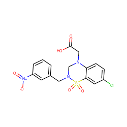 O=C(O)CN1CN(Cc2cccc([N+](=O)[O-])c2)S(=O)(=O)c2cc(Cl)ccc21 ZINC000066259663