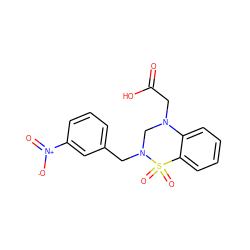 O=C(O)CN1CN(Cc2cccc([N+](=O)[O-])c2)S(=O)(=O)c2ccccc21 ZINC000066259631