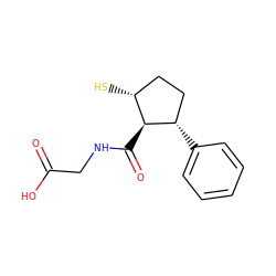 O=C(O)CNC(=O)[C@@H]1[C@@H](c2ccccc2)CC[C@H]1S ZINC000026190084