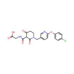 O=C(O)CNC(=O)C1C(=O)CCN(Cc2ccc(Oc3ccc(Cl)cc3)nc2)C1=O ZINC000208153185