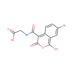 O=C(O)CNC(=O)c1c(=O)oc(O)c2cc(Br)ccc12 ZINC000165945019