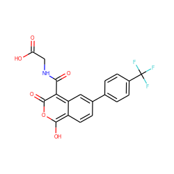 O=C(O)CNC(=O)c1c(=O)oc(O)c2ccc(-c3ccc(C(F)(F)F)cc3)cc12 ZINC000165953786