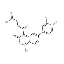 O=C(O)CNC(=O)c1c(=O)oc(O)c2ccc(-c3ccc(Cl)c(Cl)c3)cc12 ZINC000114872651