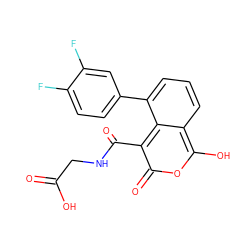 O=C(O)CNC(=O)c1c(=O)oc(O)c2cccc(-c3ccc(F)c(F)c3)c12 ZINC000114871538