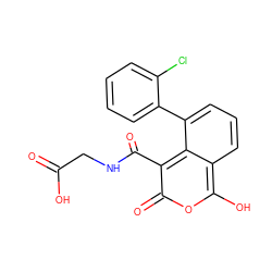 O=C(O)CNC(=O)c1c(=O)oc(O)c2cccc(-c3ccccc3Cl)c12 ZINC000114871264