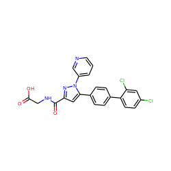 O=C(O)CNC(=O)c1cc(-c2ccc(-c3ccc(Cl)cc3Cl)cc2)n(-c2cccnc2)n1 ZINC000013534771