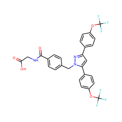 O=C(O)CNC(=O)c1ccc(Cn2nc(-c3ccc(OC(F)(F)F)cc3)cc2-c2ccc(OC(F)(F)F)cc2)cc1 ZINC000066058905