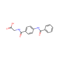 O=C(O)CNC(=O)c1ccc(NC(=O)c2ccccc2)cc1 ZINC000013179867