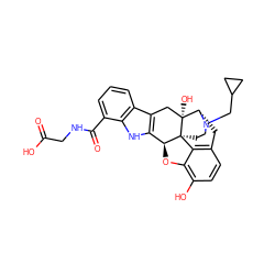 O=C(O)CNC(=O)c1cccc2c3c([nH]c12)[C@@H]1Oc2c(O)ccc4c2[C@@]12CCN(CC1CC1)[C@@H](C4)[C@]2(O)C3 ZINC000136068469