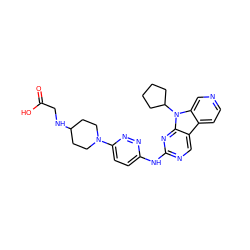 O=C(O)CNC1CCN(c2ccc(Nc3ncc4c5ccncc5n(C5CCCC5)c4n3)nn2)CC1 ZINC000169706927