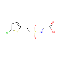 O=C(O)CNS(=O)(=O)CCc1ccc(Cl)s1 ZINC000096270326