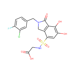 O=C(O)CNS(=O)(=O)c1cc(O)c(O)c2c1CN(Cc1ccc(F)c(Cl)c1)C2=O ZINC000095563625