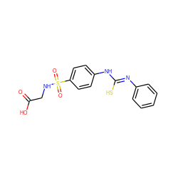 O=C(O)CNS(=O)(=O)c1ccc(N/C(S)=N/c2ccccc2)cc1 ZINC000029334162