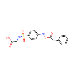 O=C(O)CNS(=O)(=O)c1ccc(NOC(=O)Cc2ccccc2)cc1 ZINC000036175381