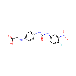 O=C(O)CNc1ccc(NC(=O)Nc2ccc(F)c([N+](=O)[O-])c2)cc1 ZINC000001741717