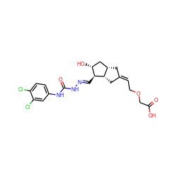 O=C(O)COC/C=C1/C[C@H]2C[C@@H](O)[C@H](/C=N/NC(=O)Nc3ccc(Cl)c(Cl)c3)[C@H]2C1 ZINC000026160384