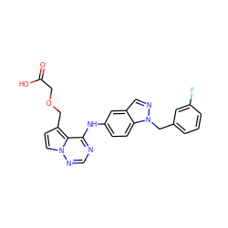 O=C(O)COCc1ccn2ncnc(Nc3ccc4c(cnn4Cc4cccc(F)c4)c3)c12 ZINC000028901032