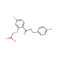 O=C(O)COc1cc(Cl)ccc1C(=O)NCc1ccc(Br)cc1 ZINC000096174853