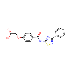 O=C(O)COc1ccc(C(=O)Nc2nc(-c3ccccc3)ns2)cc1 ZINC000013672240