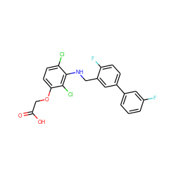 O=C(O)COc1ccc(Cl)c(NCc2cc(-c3cccc(F)c3)ccc2F)c1Cl ZINC000218876660