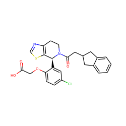 O=C(O)COc1ccc(Cl)cc1[C@H]1c2scnc2CCN1C(=O)CC1Cc2ccccc2C1 ZINC000206934965