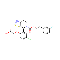 O=C(O)COc1ccc(Cl)cc1[C@H]1c2scnc2CCN1C(=O)OCCc1cccc(F)c1 ZINC000206944539