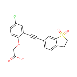 O=C(O)COc1ccc(Cl)cc1C#Cc1ccc2c(c1)S(=O)(=O)CC2 ZINC000073195568