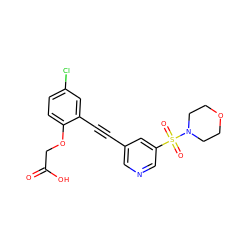 O=C(O)COc1ccc(Cl)cc1C#Cc1cncc(S(=O)(=O)N2CCOCC2)c1 ZINC000073159402