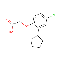 O=C(O)COc1ccc(Cl)cc1C1CCCC1 ZINC000028948343