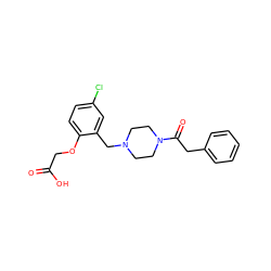 O=C(O)COc1ccc(Cl)cc1CN1CCN(C(=O)Cc2ccccc2)CC1 ZINC000066165929